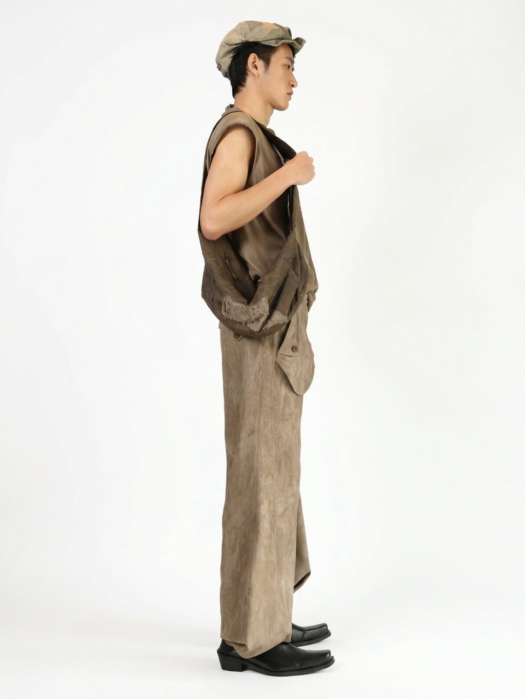 Textured Linen Scimitar Pants