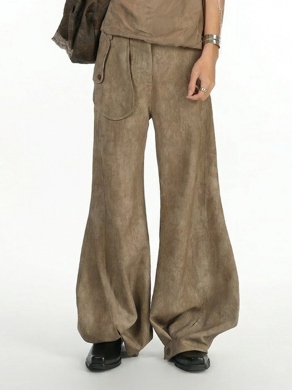 Textured Linen Scimitar Pants