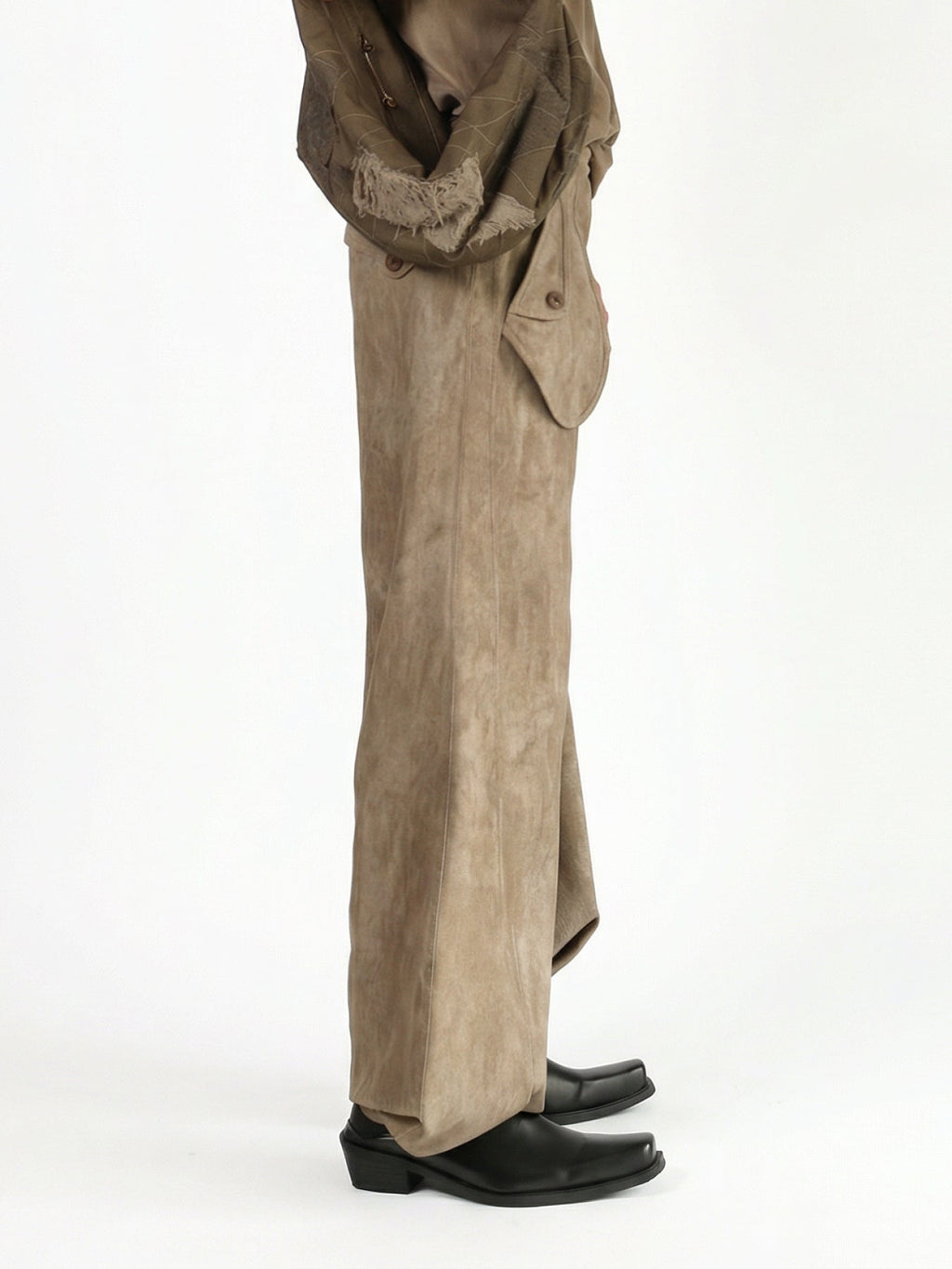 Textured Linen Scimitar Pants