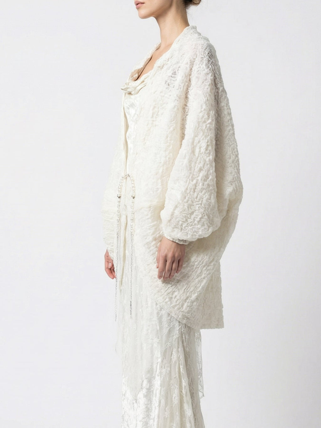 Fog White Pleated Shawl