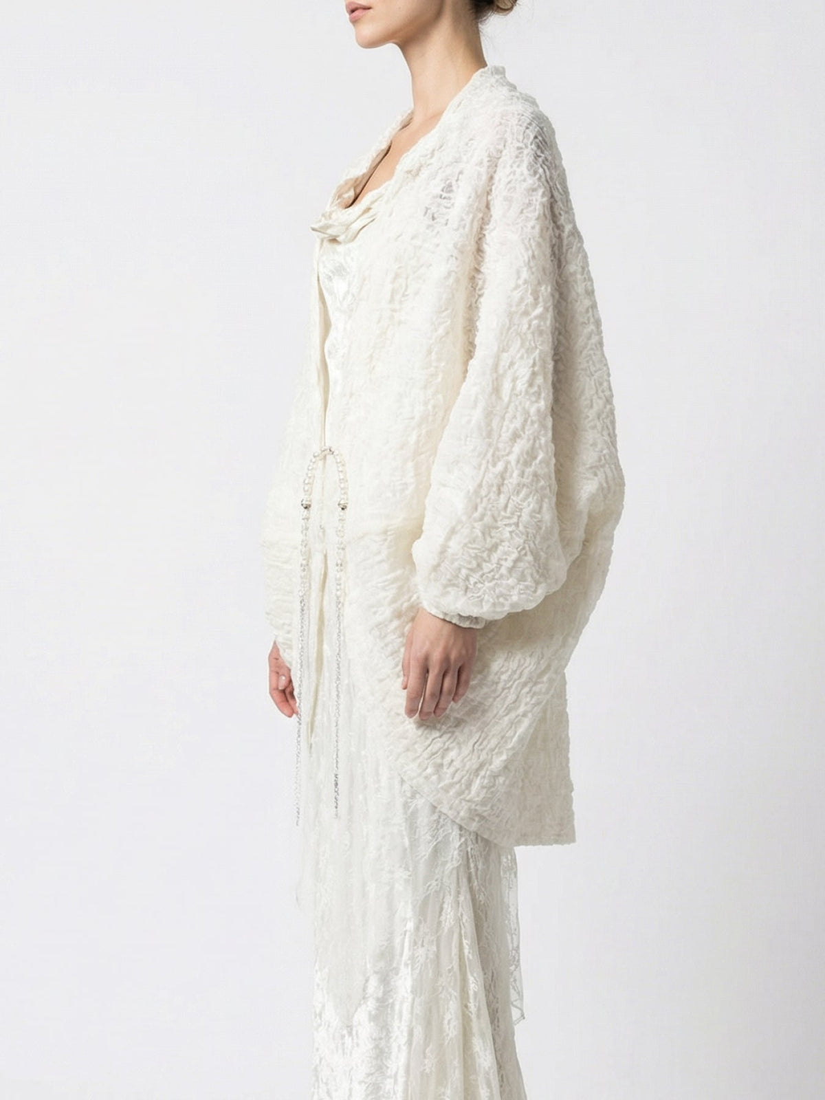 Fog White Pleated Shawl