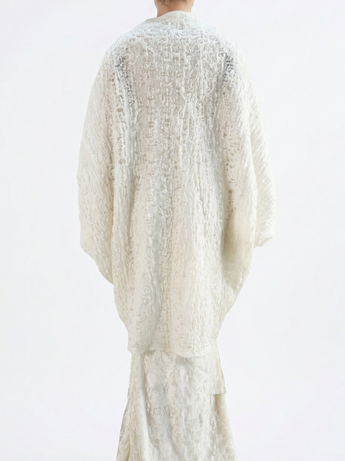Fog White Pleated Shawl