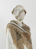 Knitted fringe triangle scarf