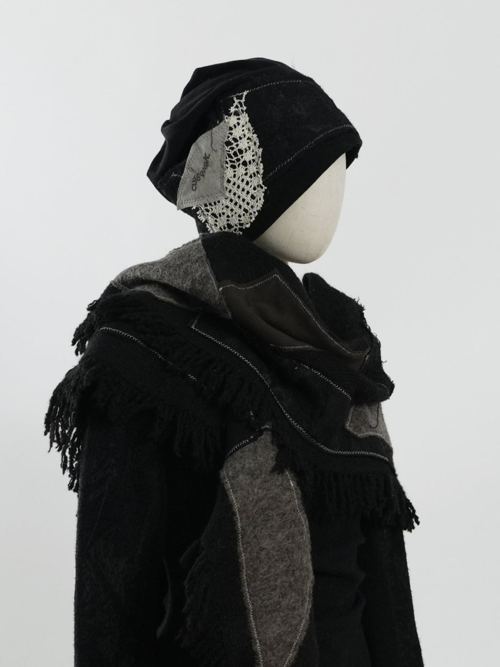 Knitted fringe triangle scarf