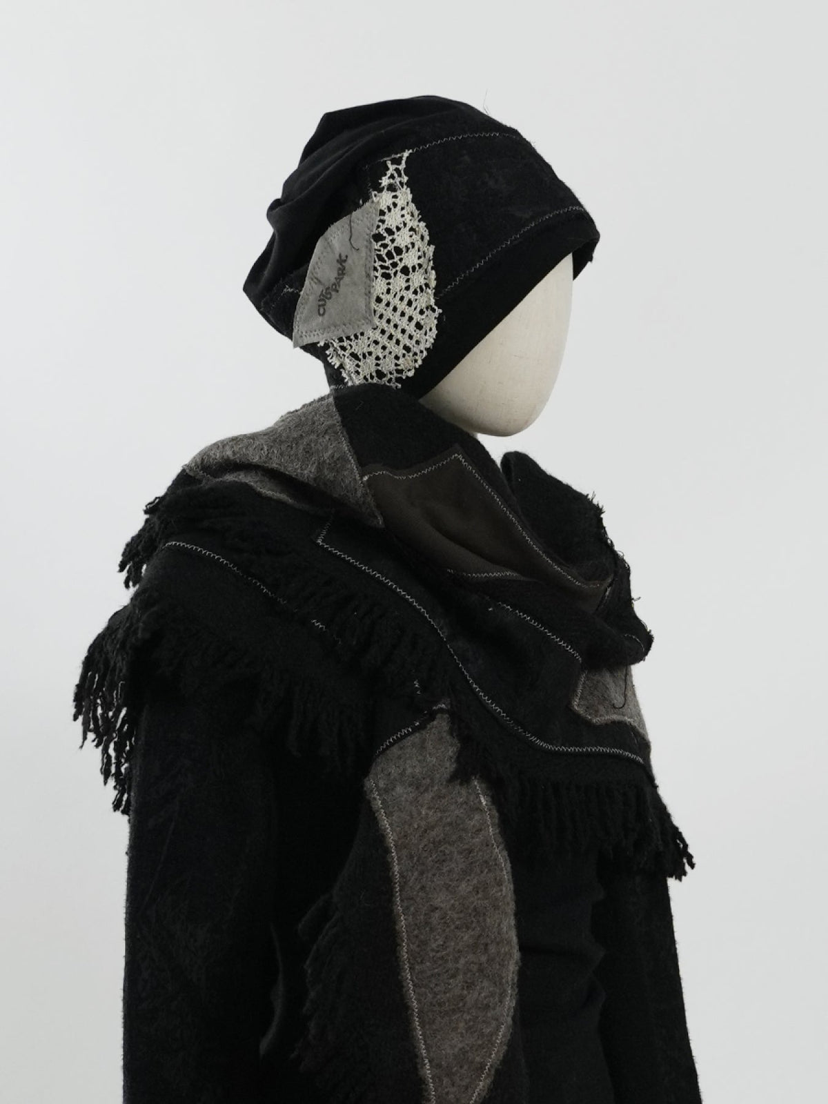 Knitted fringe triangle scarf