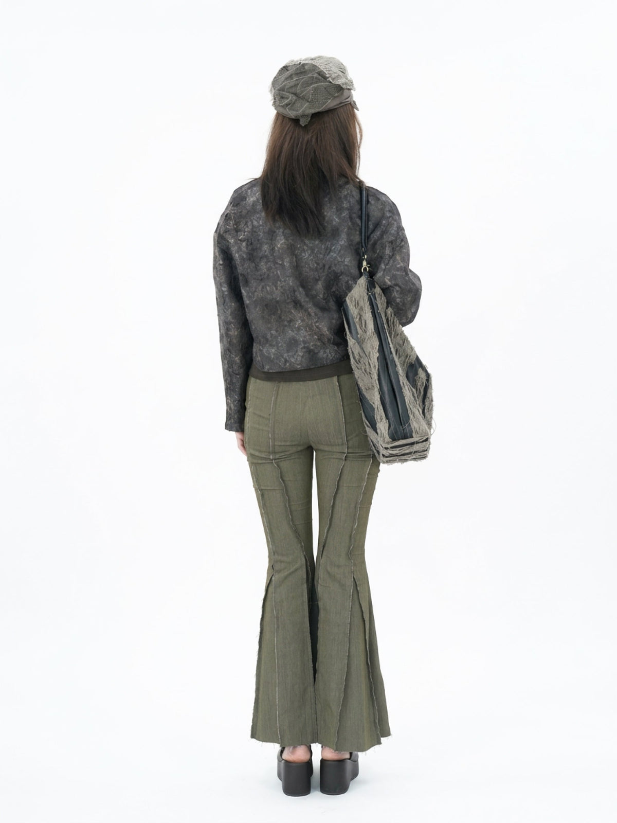 Ripped and frayed flared jeans