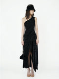 Lace and velvet spliced dress