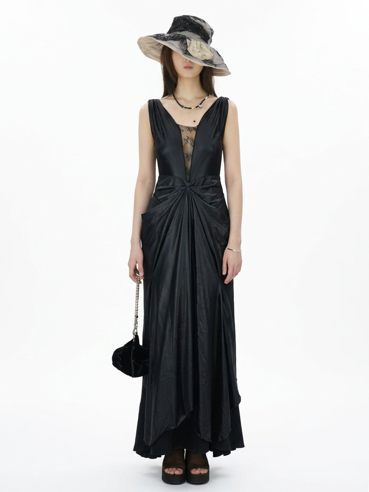 V-neck velvet dress