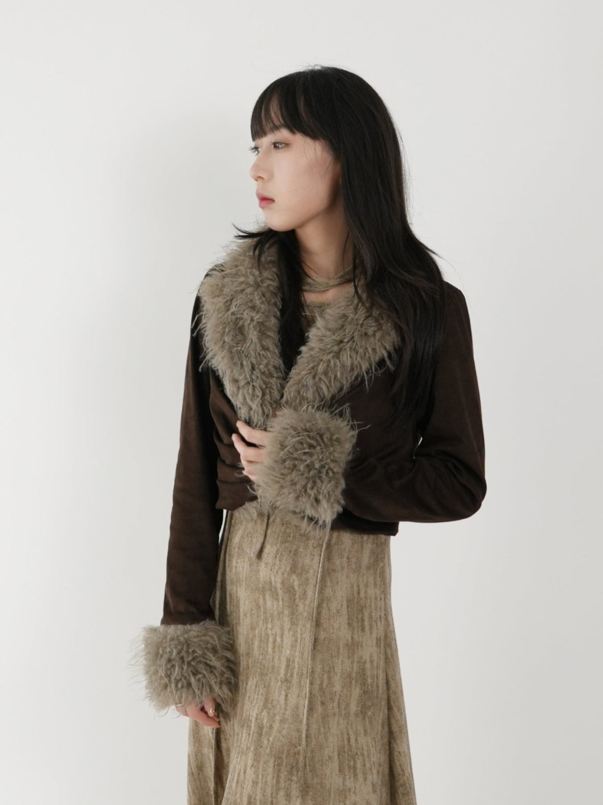 Pleated Frayed Suit