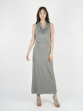 Flowywaist-cinched long dress