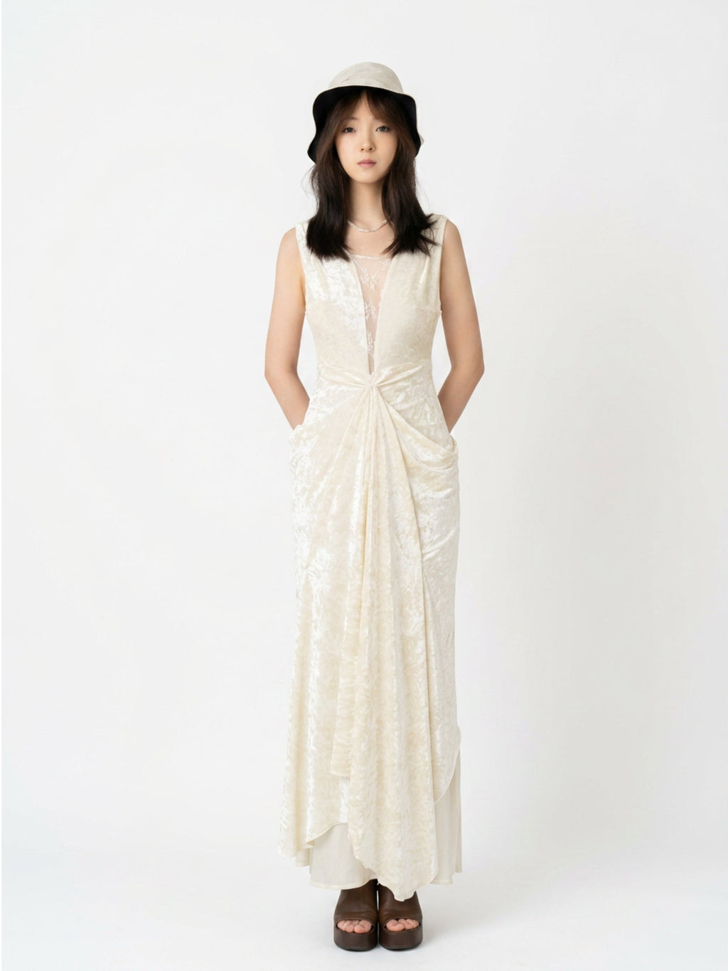 V-neck velvet dress