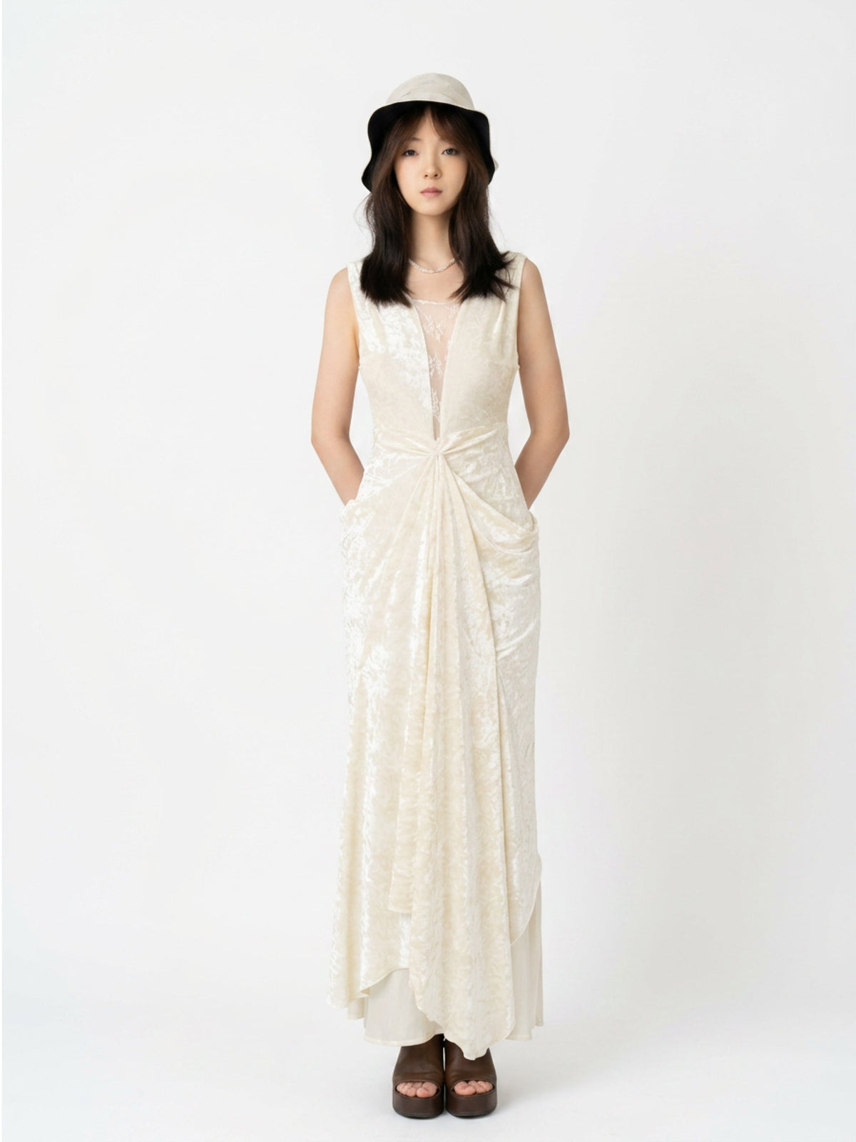 V-neck velvet dress