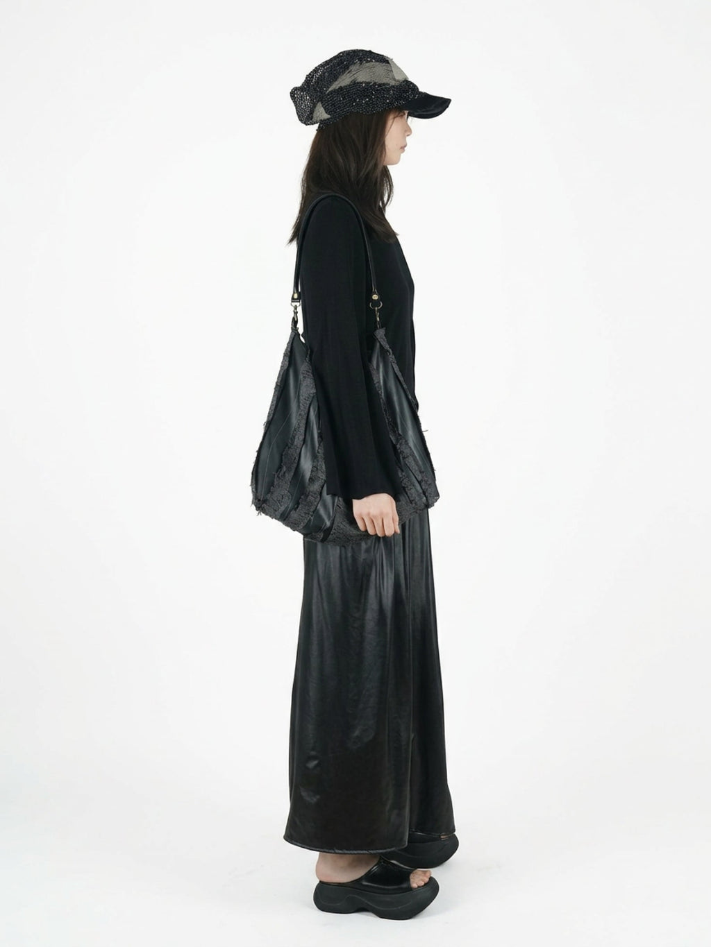 Long skirt with waist pleats
