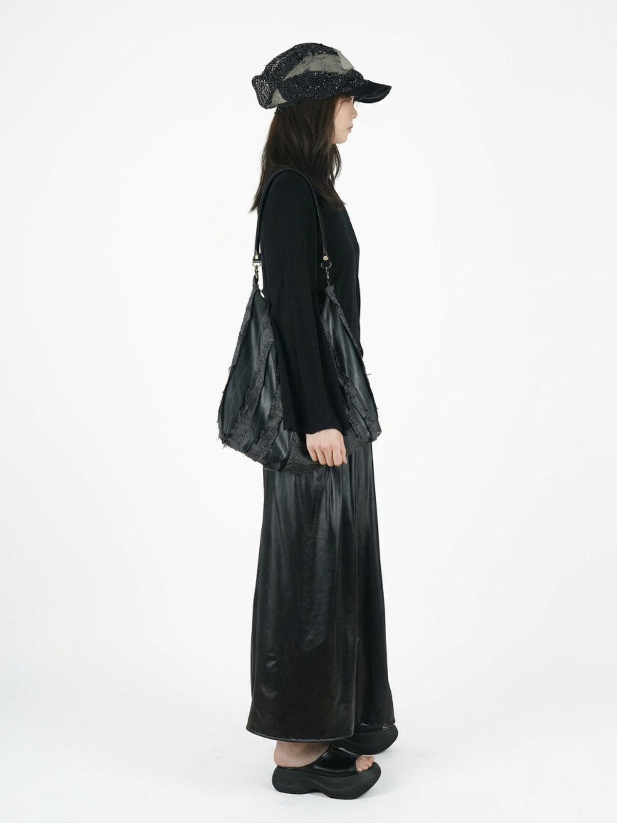 Long skirt with waist pleats