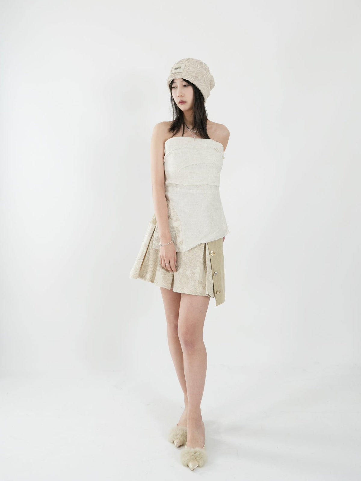 Cotton and linen tailored tube top