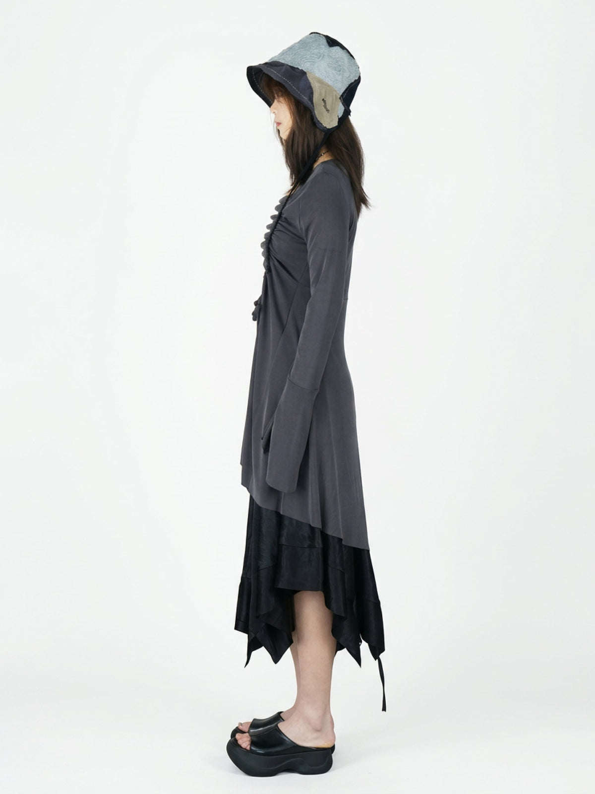 Drawstring ruffled top