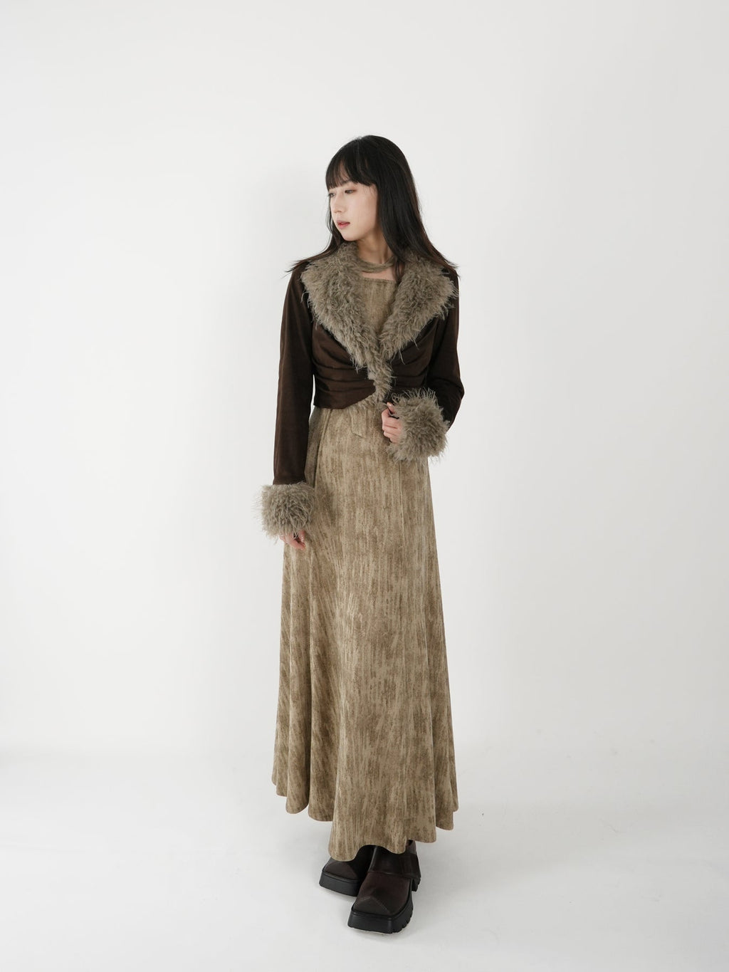Pleated Frayed Suit