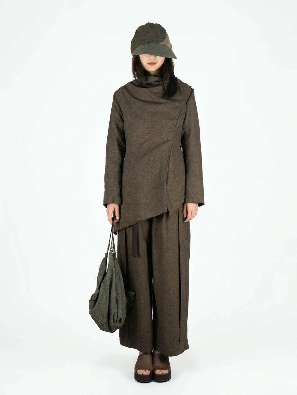 Brown straight-leg pants