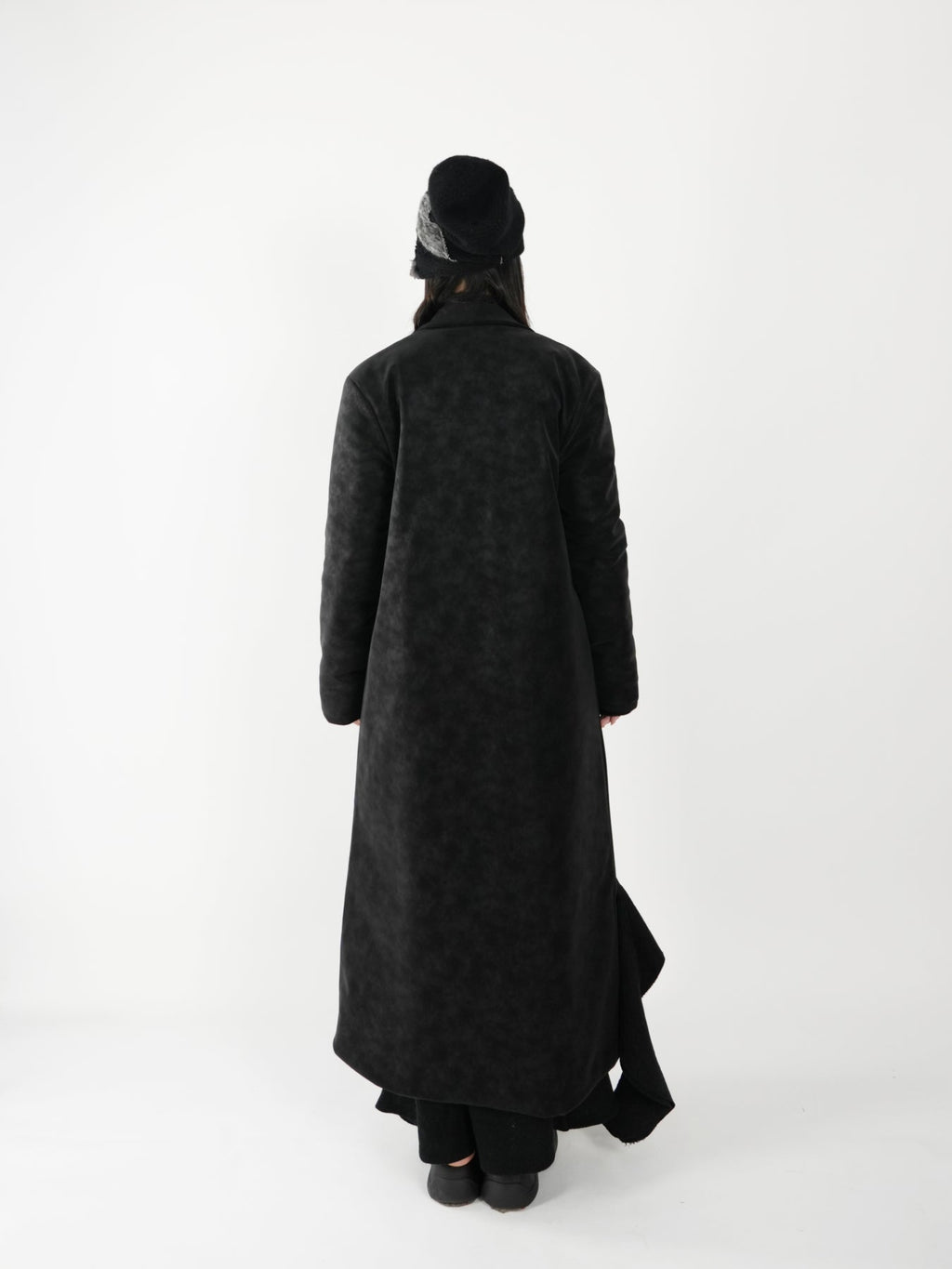 Spliced Long Leather Coat