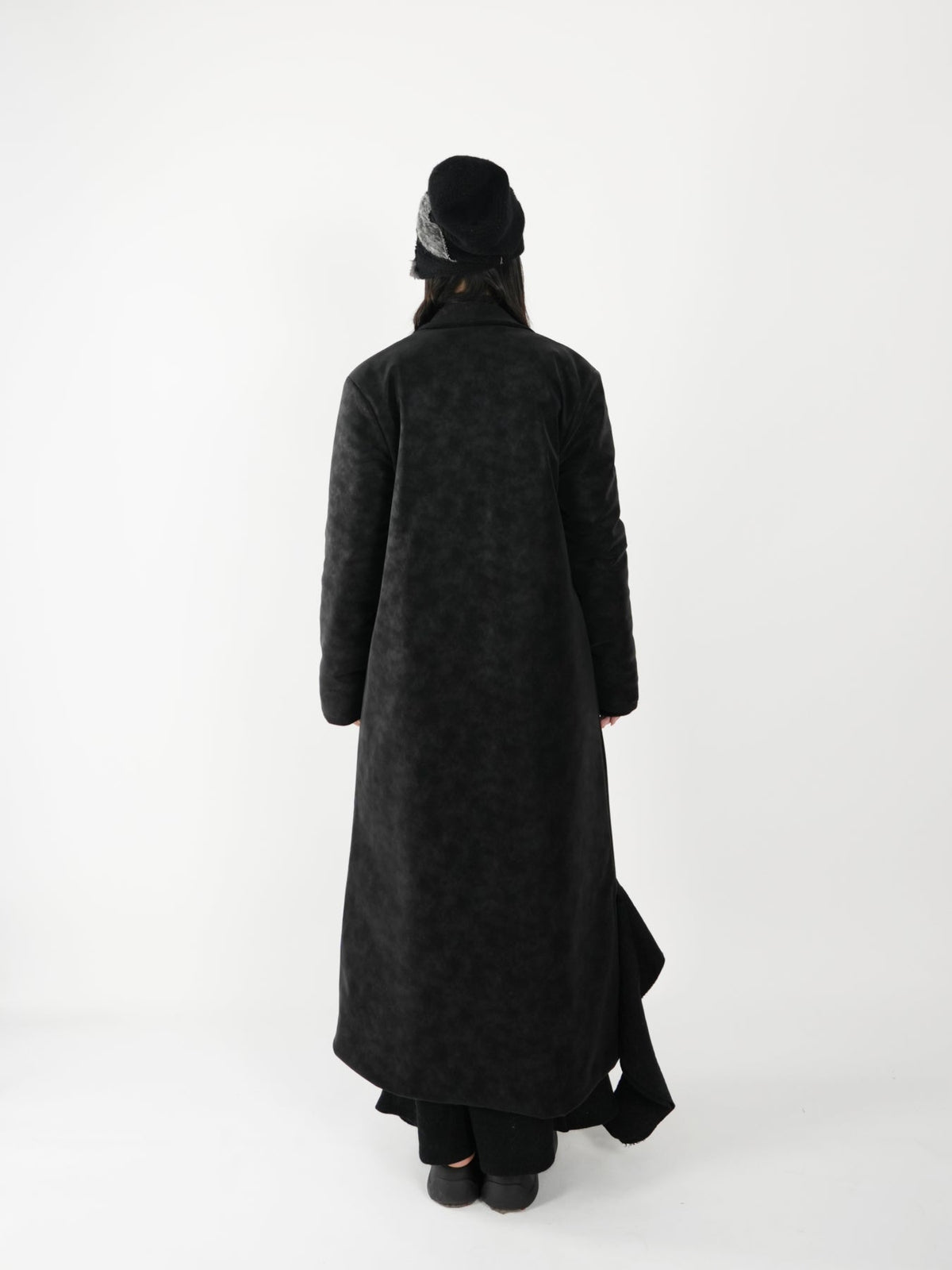 Spliced Long Leather Coat