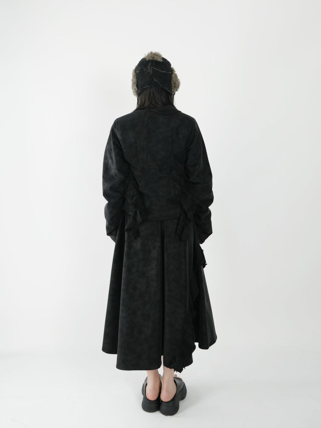 Paneled Leather Skirt