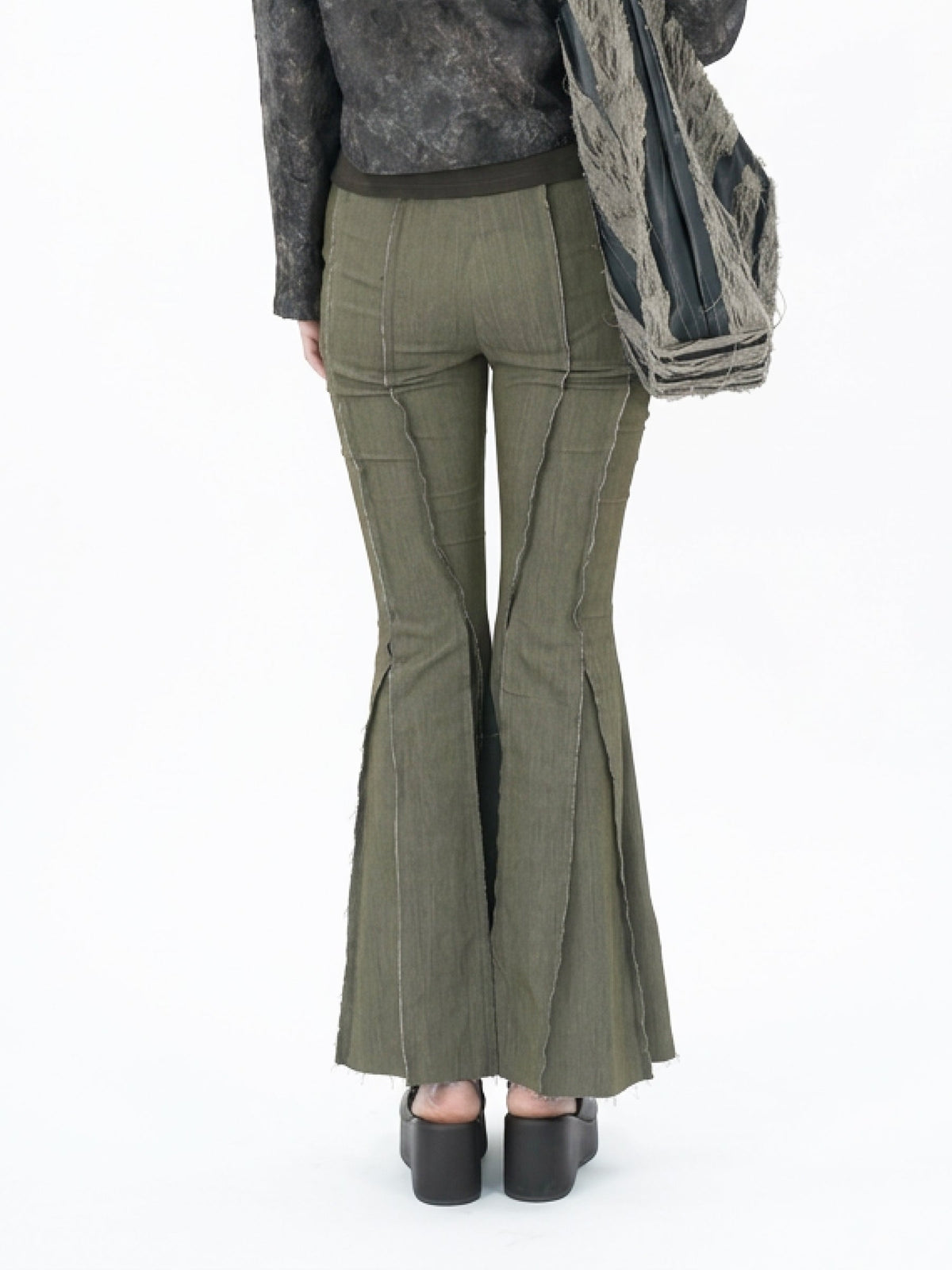 Ripped and frayed flared jeans