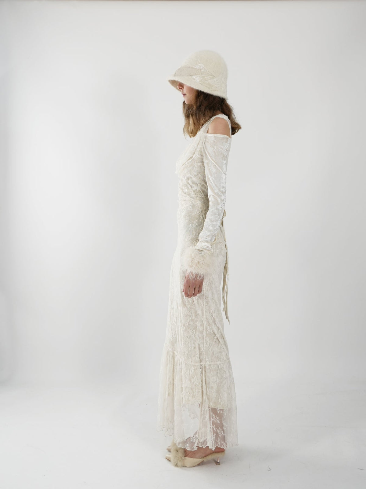 Two-piece Off-the-shoulder Dress with Cowl Neck Detail