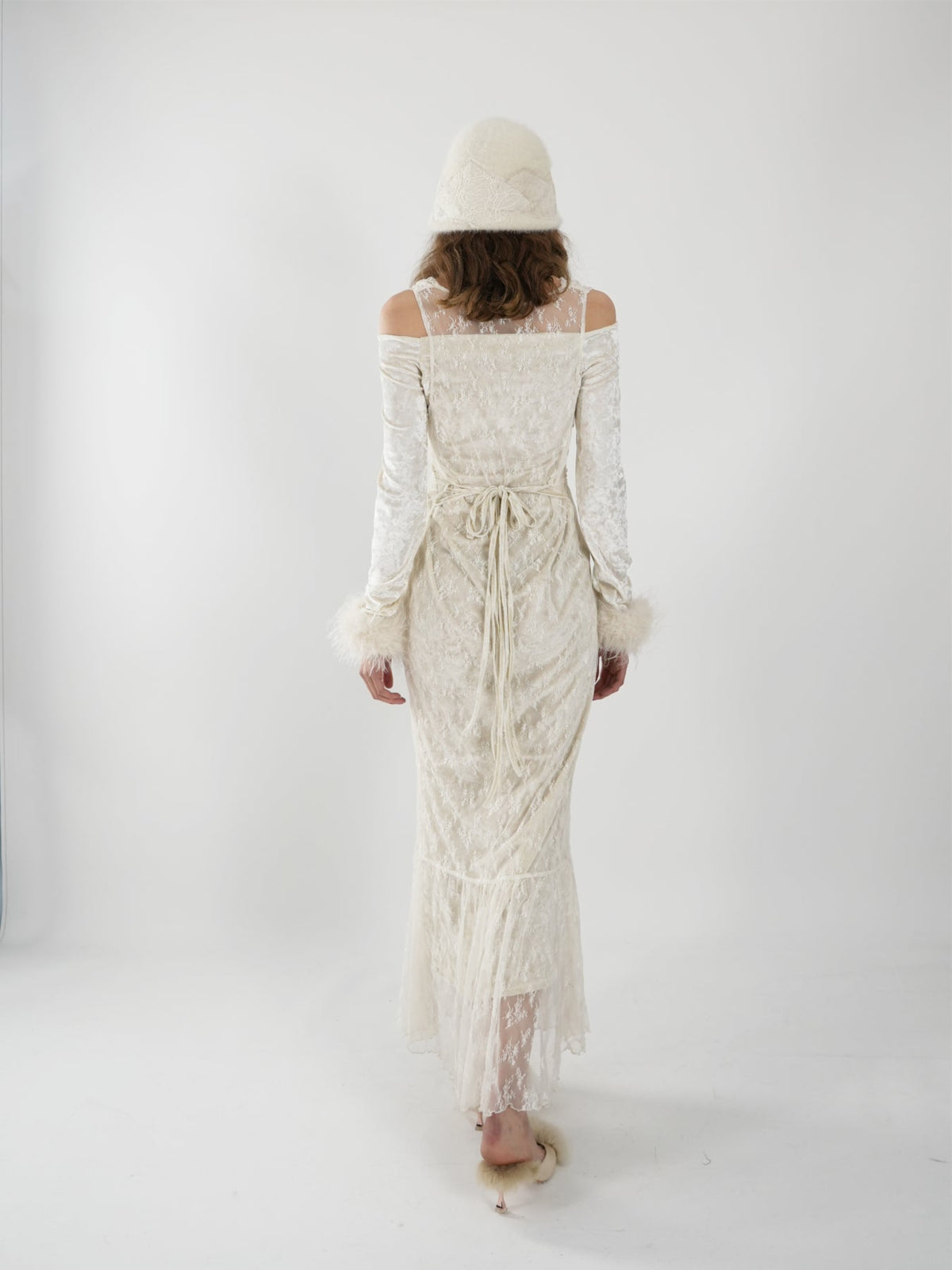 Two-piece Off-the-shoulder Dress with Cowl Neck Detail