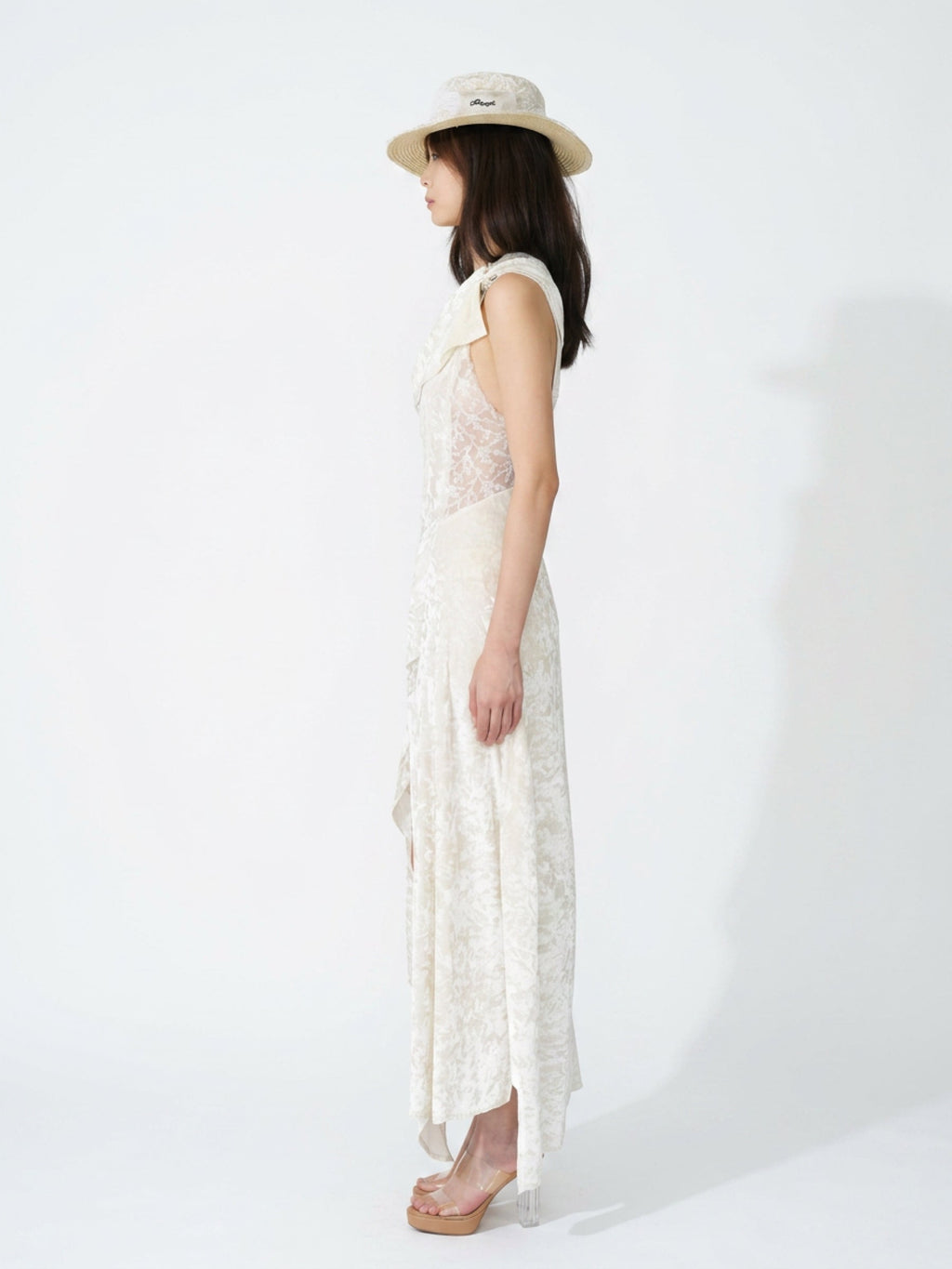 Lace and velvet spliced dress