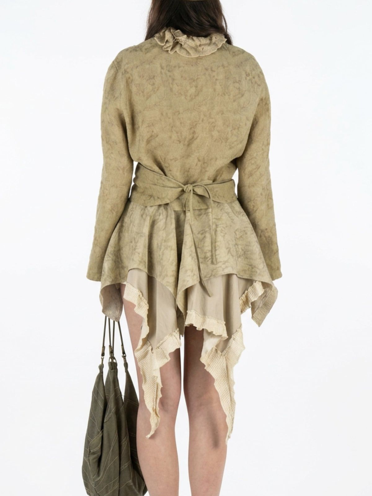 V-neck cross hem top