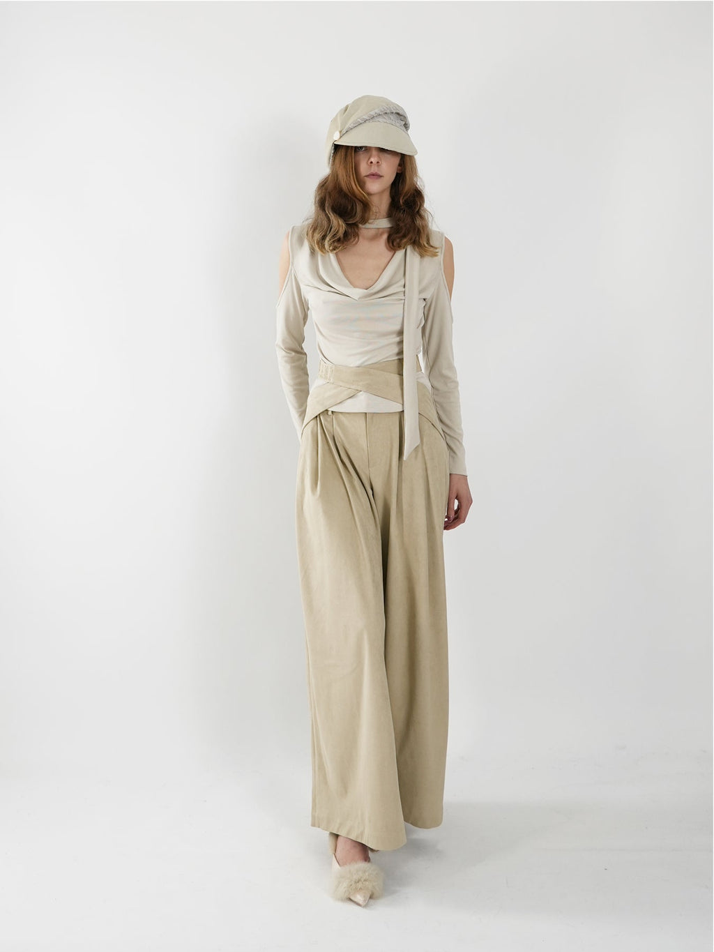 Waist-tie Wide-leg Pants