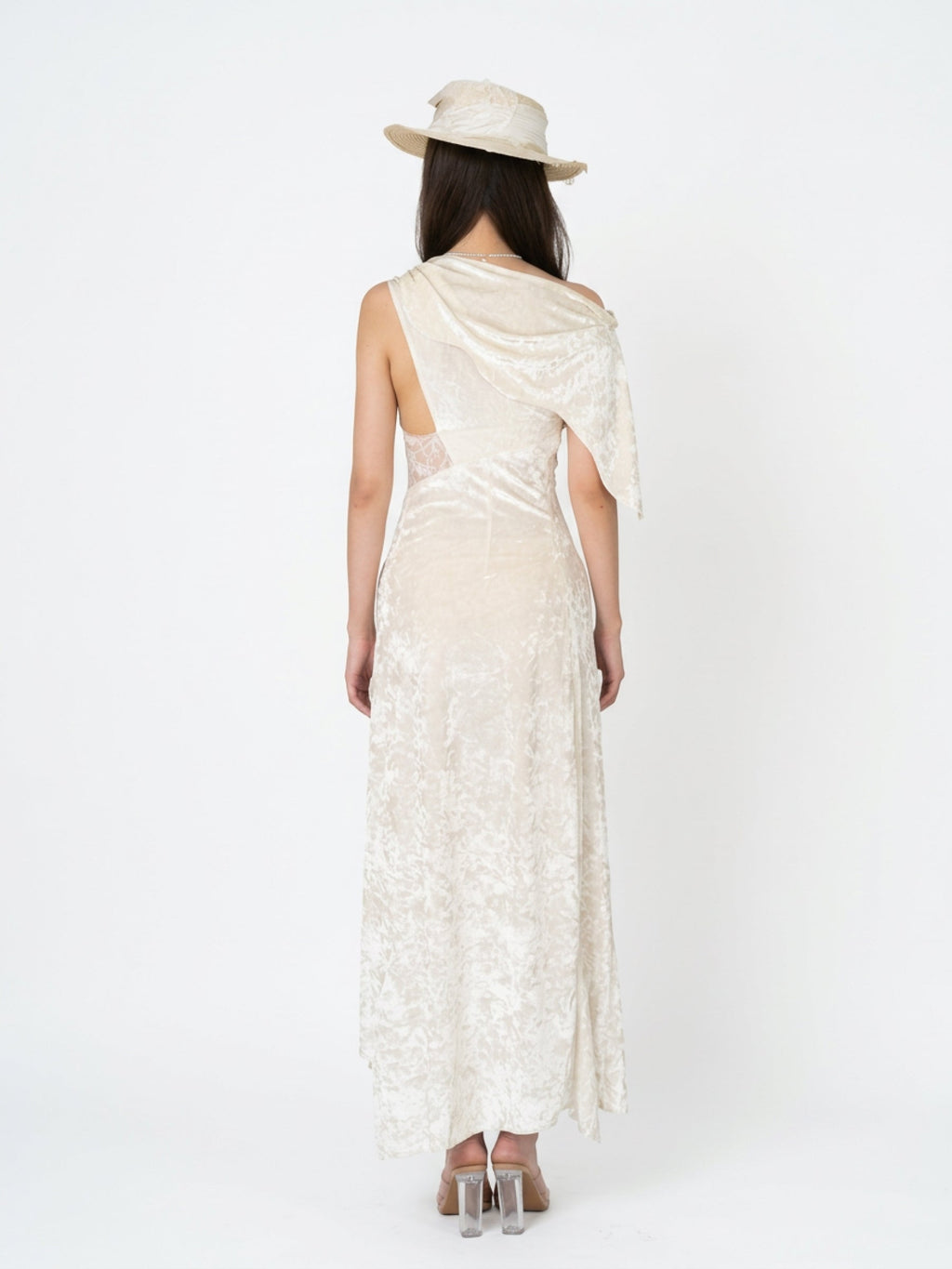 Lace and velvet spliced dress