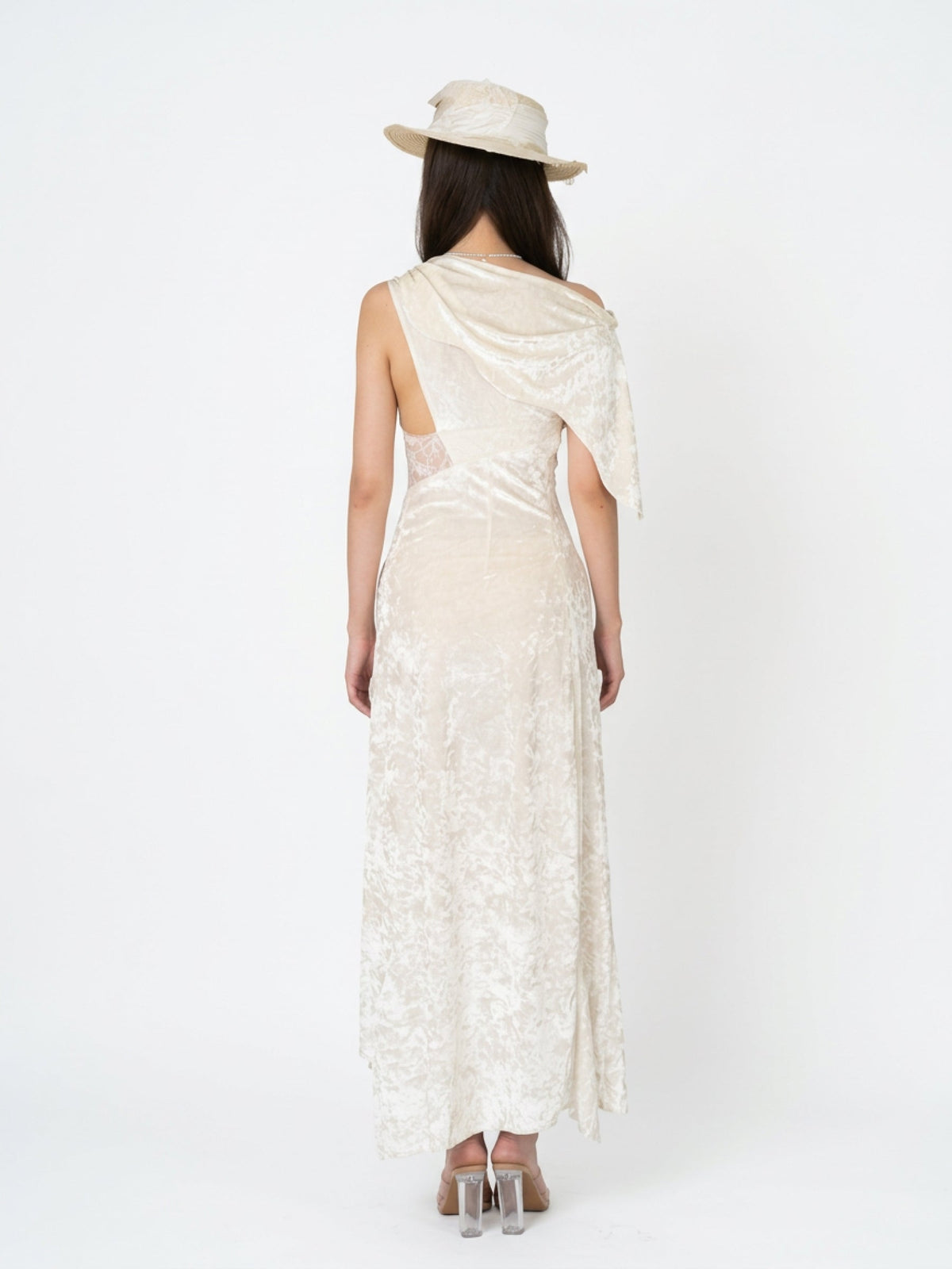 Lace and velvet spliced dress