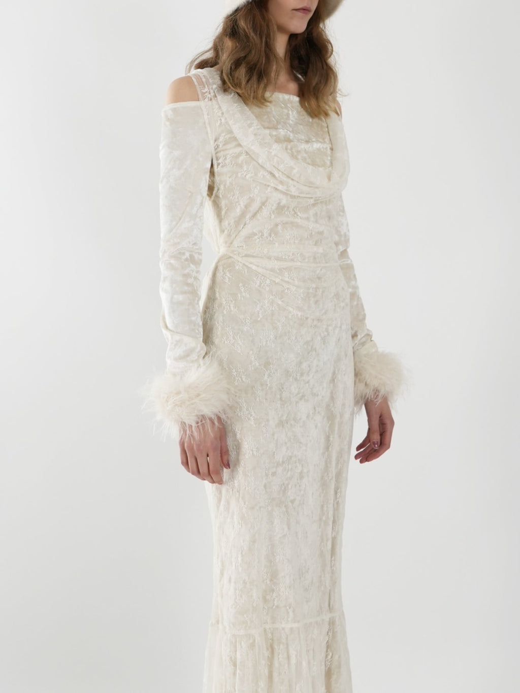 Two-piece Off-the-shoulder Dress with Cowl Neck Detail