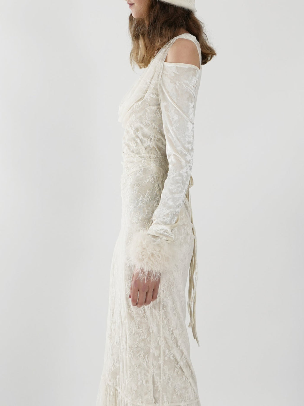 Two-piece Off-the-shoulder Dress with Cowl Neck Detail