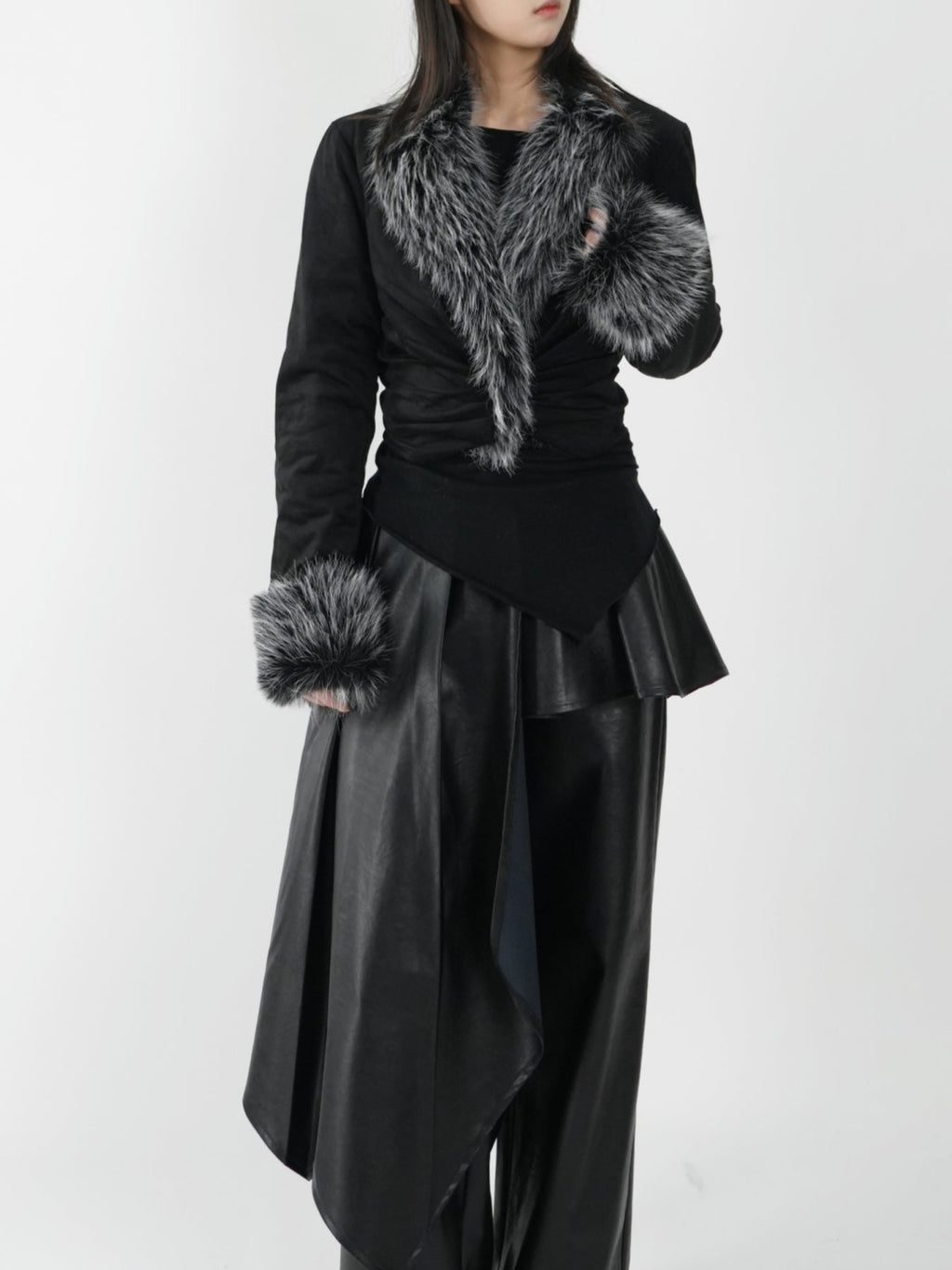 Pleated Frayed Suit