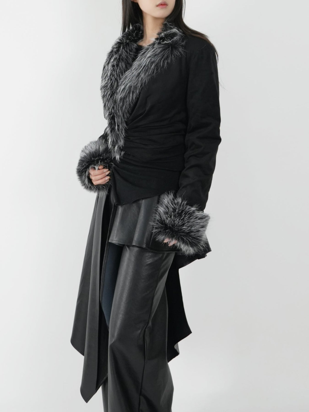 Pleated Frayed Suit