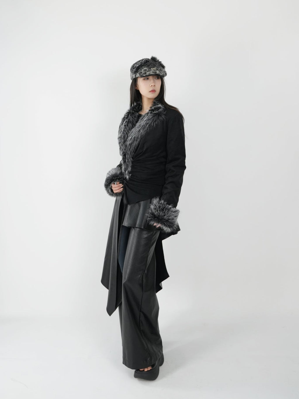 Pleated Frayed Suit