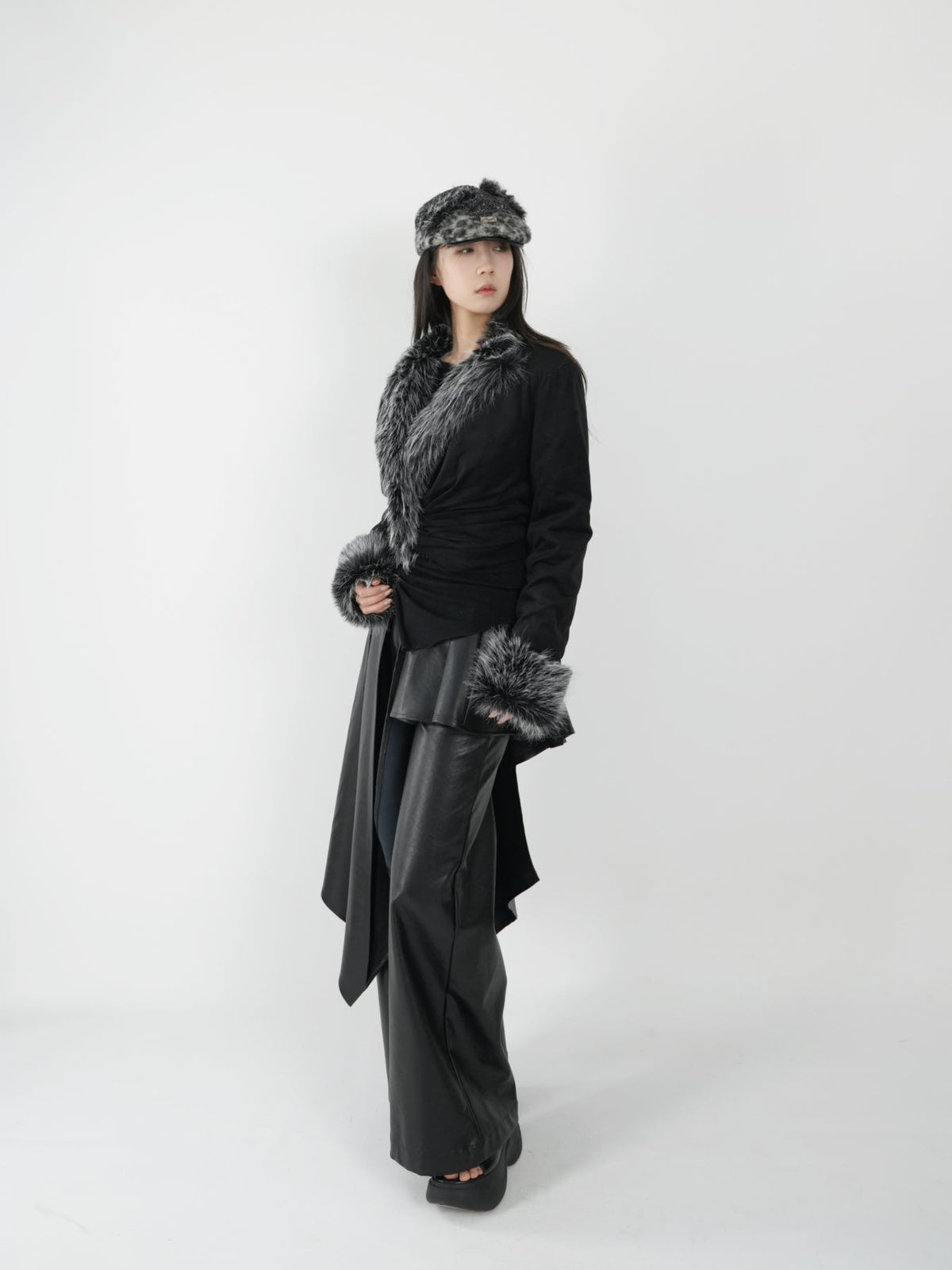 Pleated Frayed Suit
