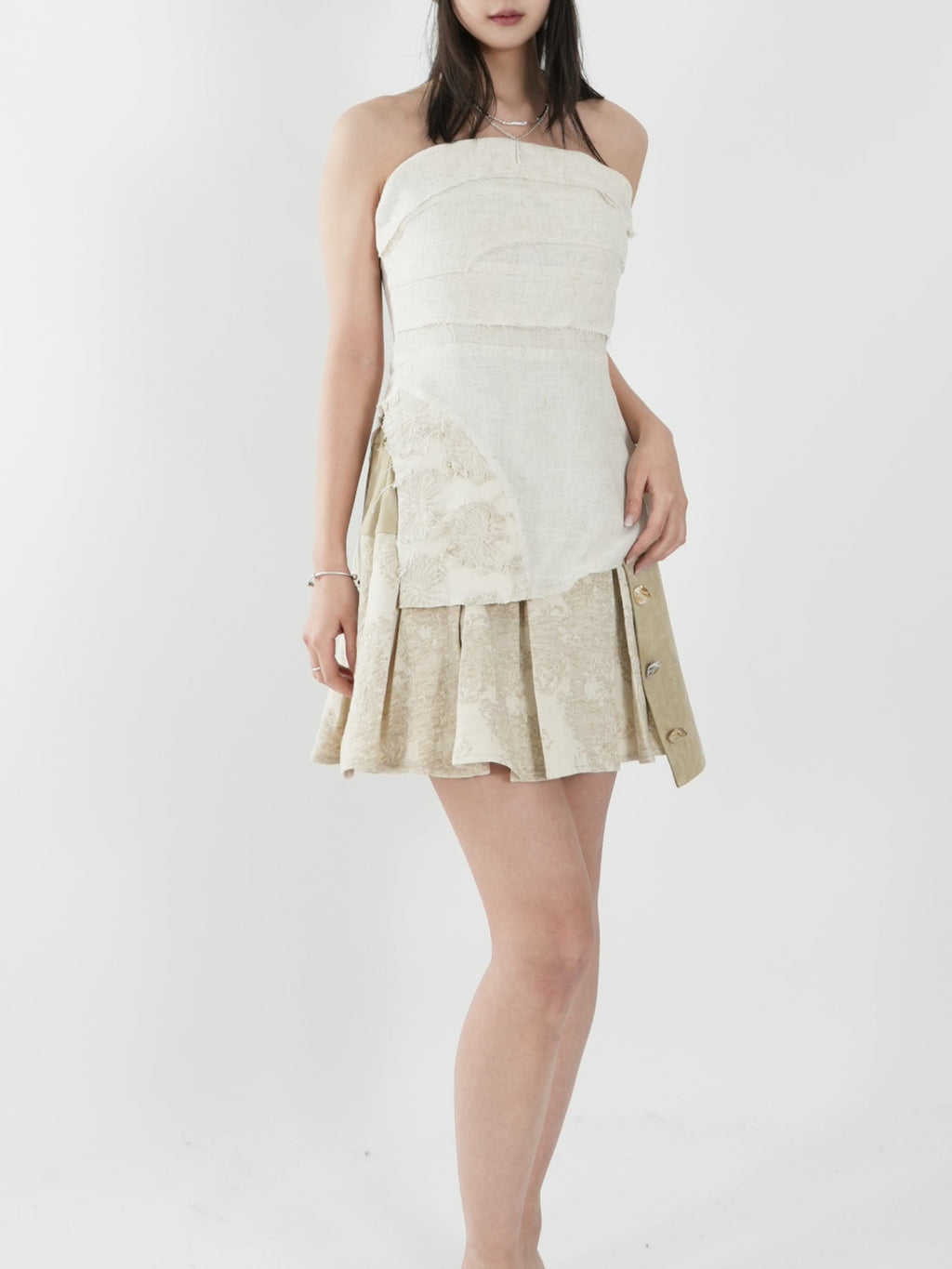 Cotton and linen tailored tube top