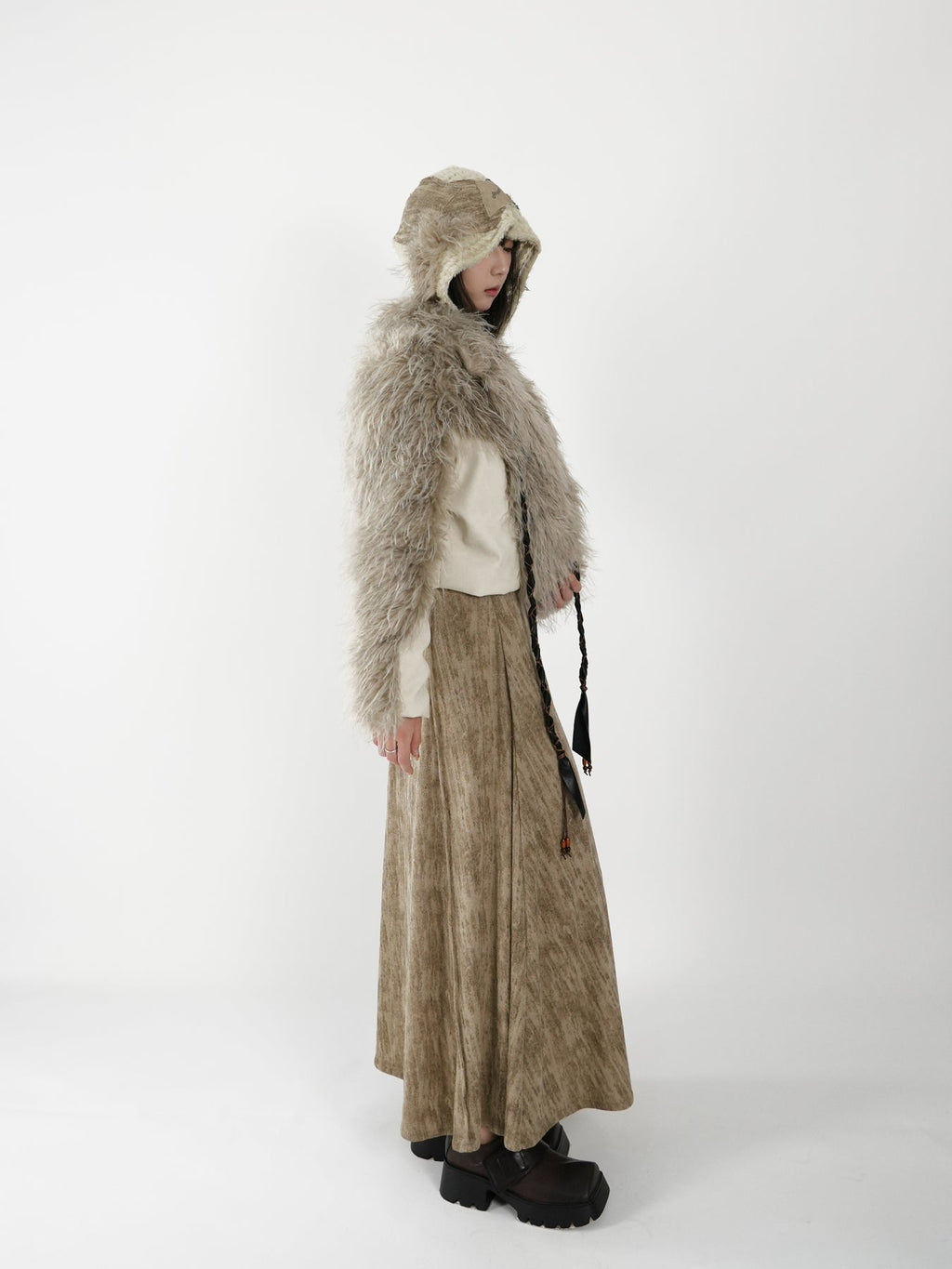 Peak Lapel Spliced Fur Suit