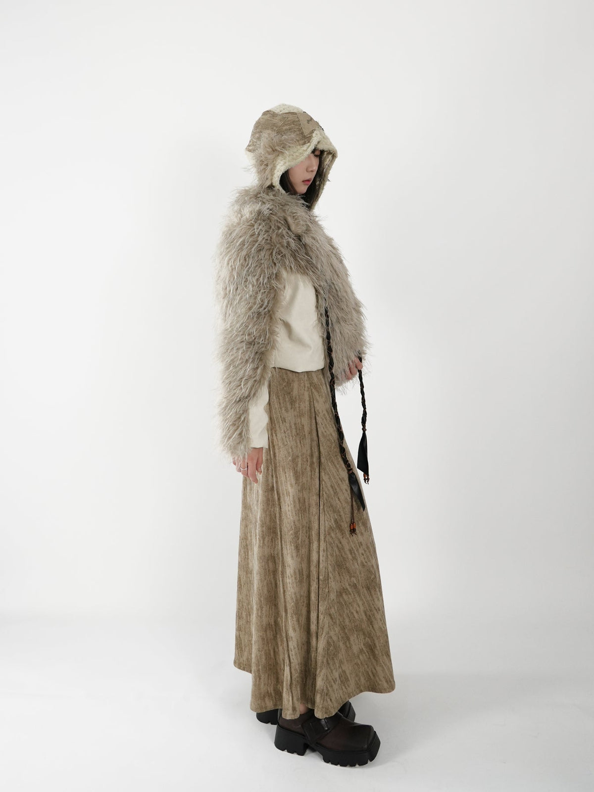 Peak Lapel Spliced Fur Suit