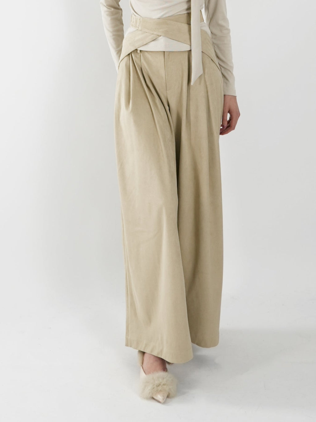 Waist-tie Wide-leg Pants