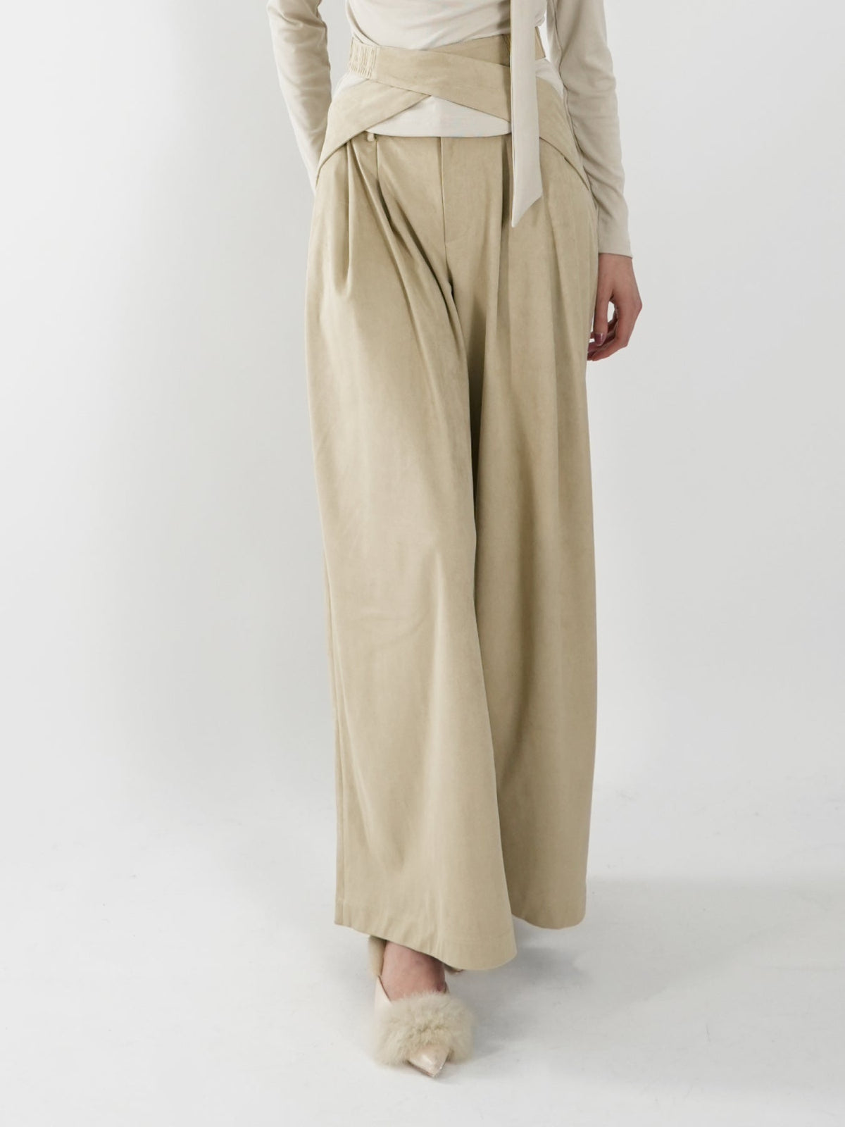 Waist-tie Wide-leg Pants