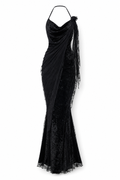 Halter Cowl-Neck Fishtail Dress