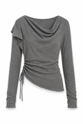 Cowl-Neck Double-Drawstring Top