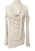Off-Shoulder Cinched Knit Top - Beige L