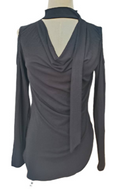 Off-Shoulder Cinched Knit Top - Black L