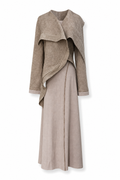 Irregular Overlap-Collar Linen Jacket