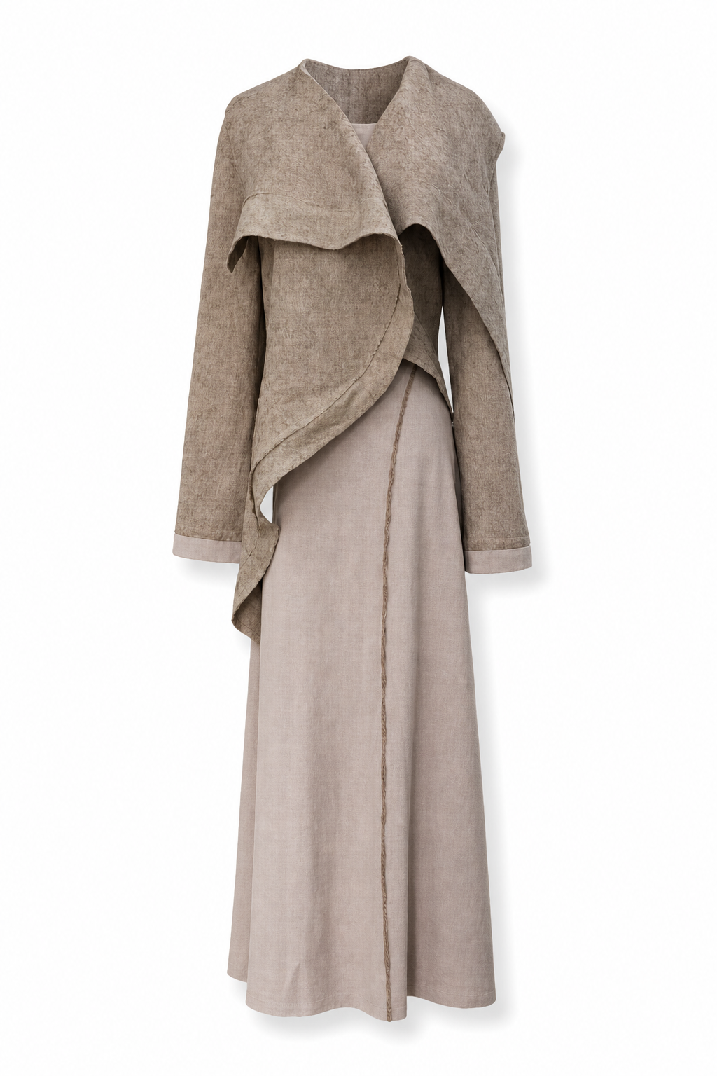 Irregular Overlap-Collar Linen Jacket